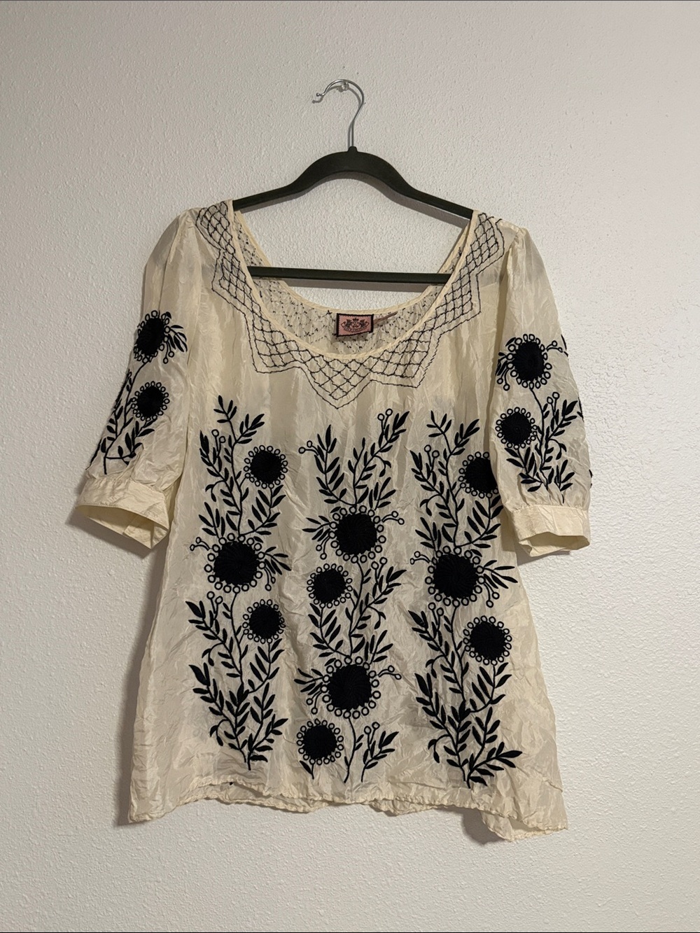 Juicy Couture Silk Embroidered Blouse